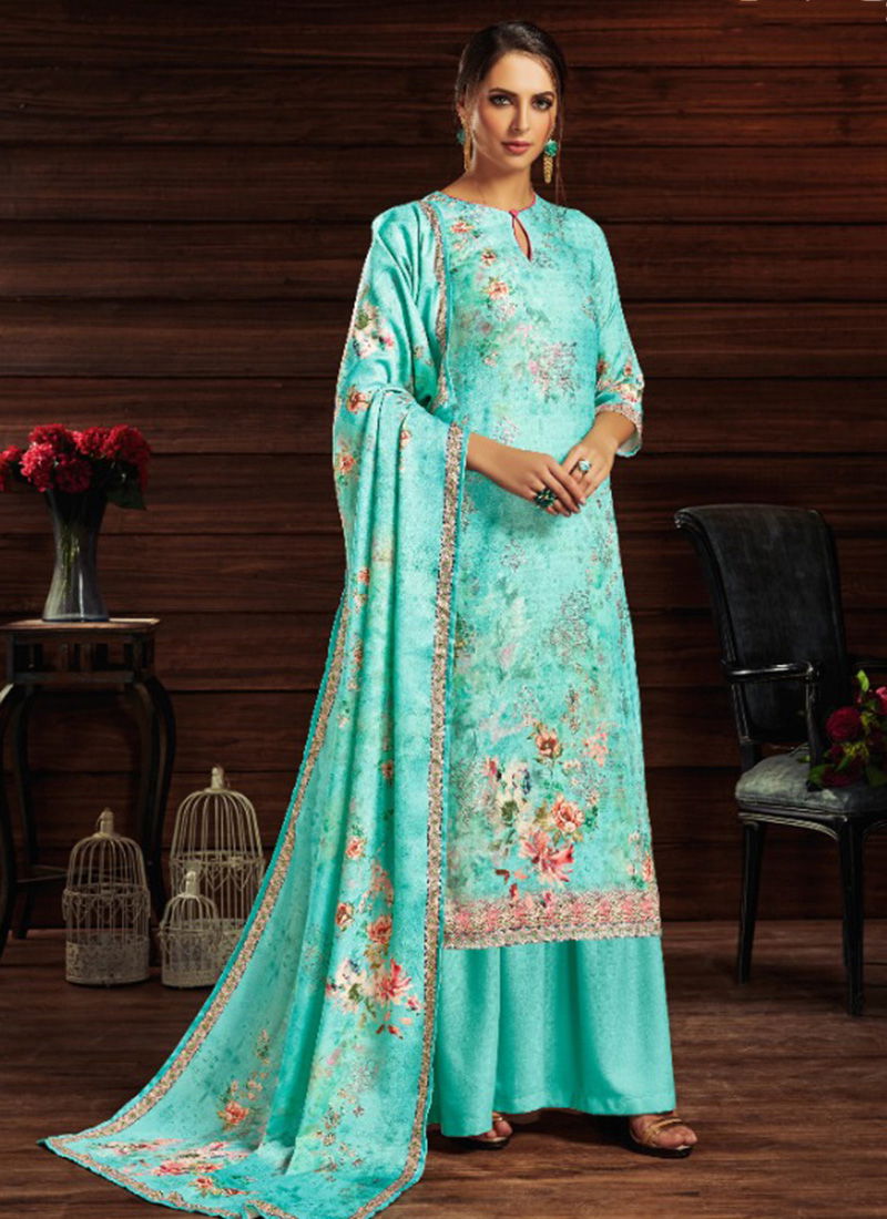 Aavika Jam Cotton Sequence Embroidery Work With Digital Print Designer Plazzo Suit Collection 502-001-008